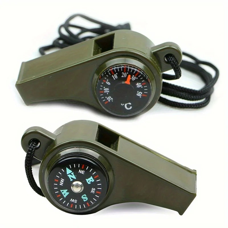 3 in 1 USA Outdoor Emergency Whistle with Compass, Thermometer, Outdoor Whistle, Convenient to Carry Suitable for Camping and Hiking