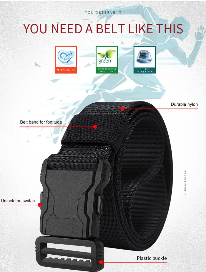 2Pcs Men Tactical Nylon Belt Quick Release Buckle Adjustable Heavy Duty Waist Belt Outdoor Casual Work Belt For Jeans Pants