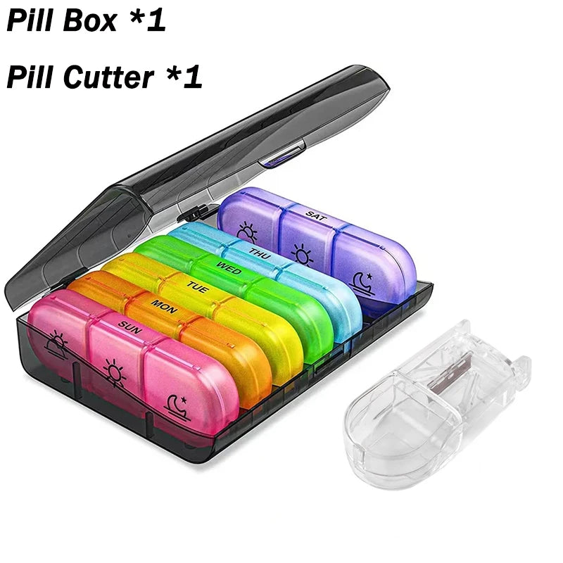 Weekly Pill Organizer USA Portable Travel Medicine Box, 21-Compartment 3-Times-a-Day Case for Vitamins, Supplements & Fish Oil