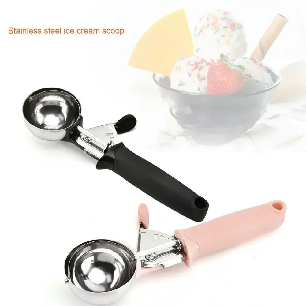 Ice Cream Scoop with Trigger USA Stainless Steel Fruit & Ice Cream Scoop with Comfort-Grip Handle for Home & Kitchen Use