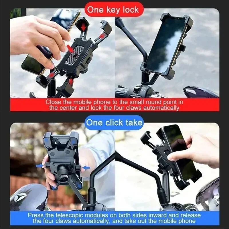 360° Rotatable Phone Holder Motorcycle Non-slip Cycling Phone Stand Motorcycle Bike Phone Mount Bracket for Mountain Bike Moto