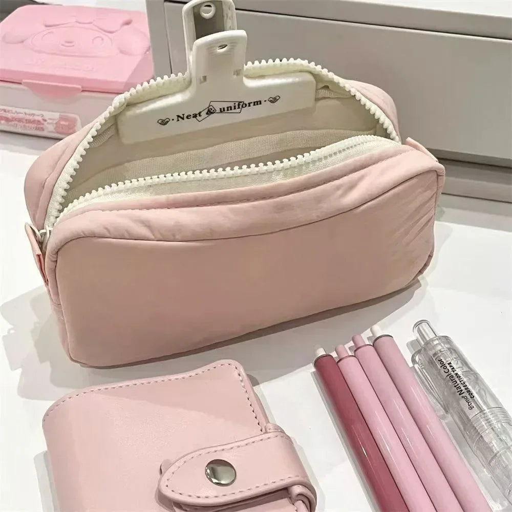 Simplicity Solid Color Pen Bag Canada Zipper Design Large Capacity Pencil Case Portable Stationery Organizer for Students Back to School