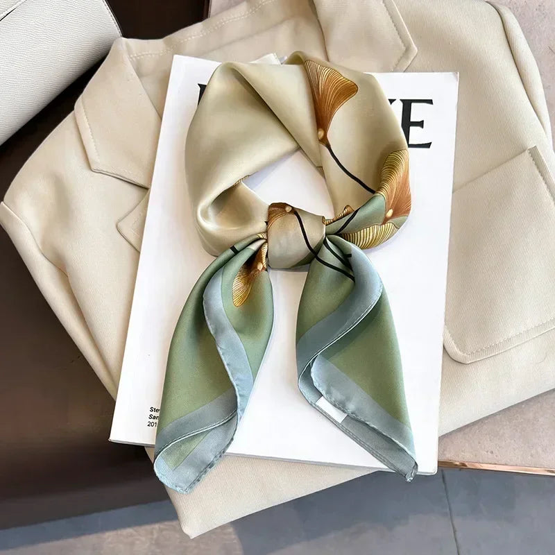 Luxury Design Print Silk Square Scarf Canada Women Soft Satin Horse Hairband Neckerchief Office Hijab Headband Foulard Bag Ribbon Gift
