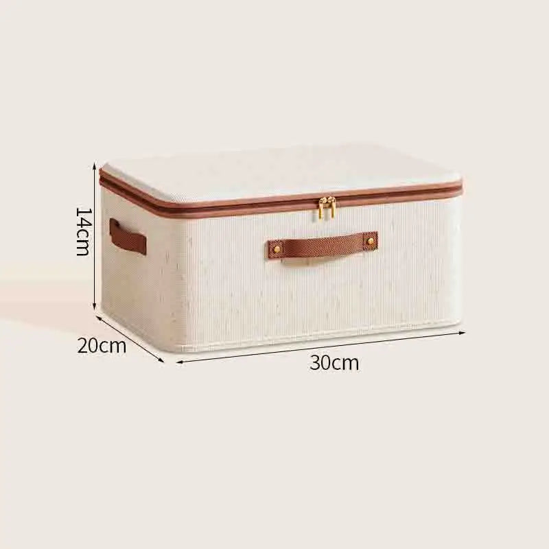 Non-Woven Linen-cotton Zipper Storage Boxes Fabric Clothing Storage Bags For Bedroom Closet Organization Include Good Helpers