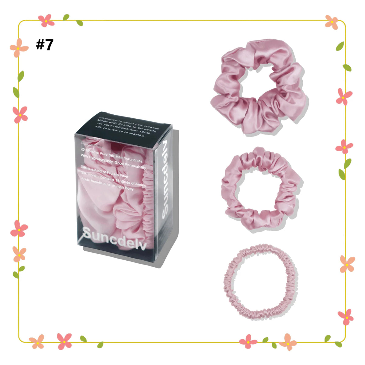 3PCS 100% Pure Silk Hair Scrunchies Set USA 22 Momme High-Quality Hair Bands in 1cm/2cm/3cm Widths