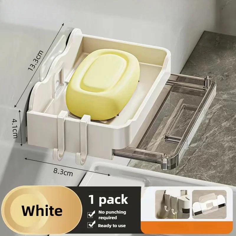 Bathroom Soap Holder Canada Free-Punching Wall Mounted Soap Sponge Holder Organizer Double Drainage Soap Dish Bathroom Accessories