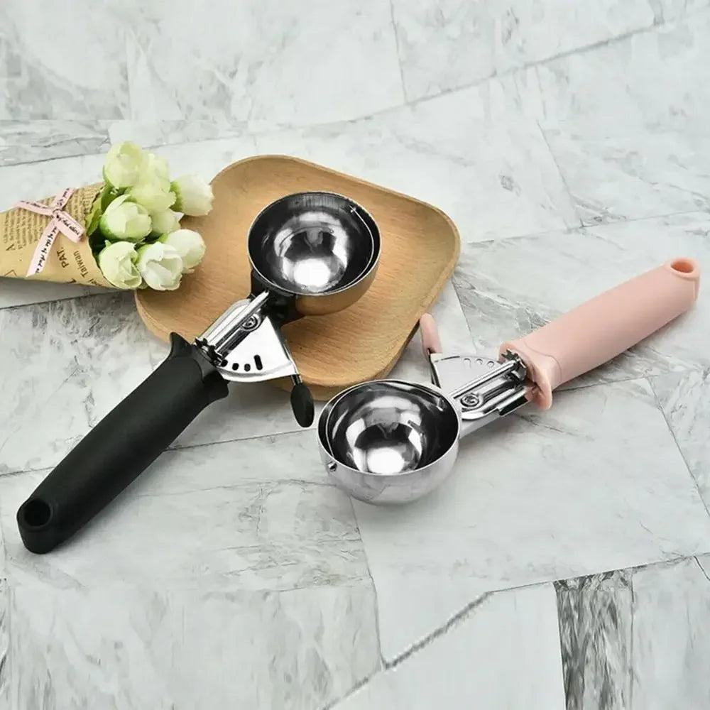 Ice Cream Scoop with Trigger USA Stainless Steel Fruit & Ice Cream Scoop with Comfort-Grip Handle for Home & Kitchen Use