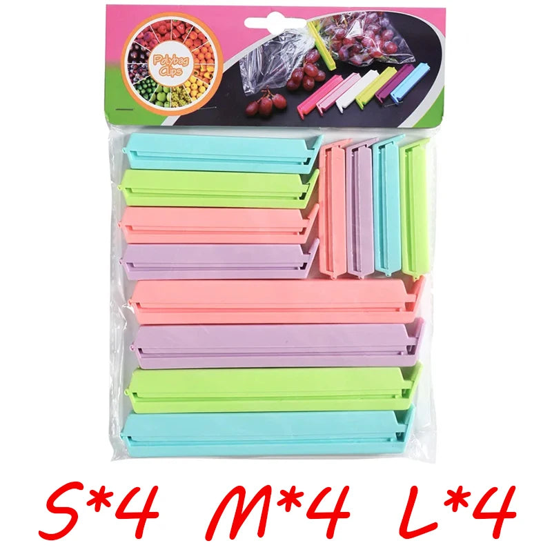 12/16PCS Food Snack Package Bag Sealing Plastic Clips For Packages Kitchen Storage And Organization Items Accessories Tools