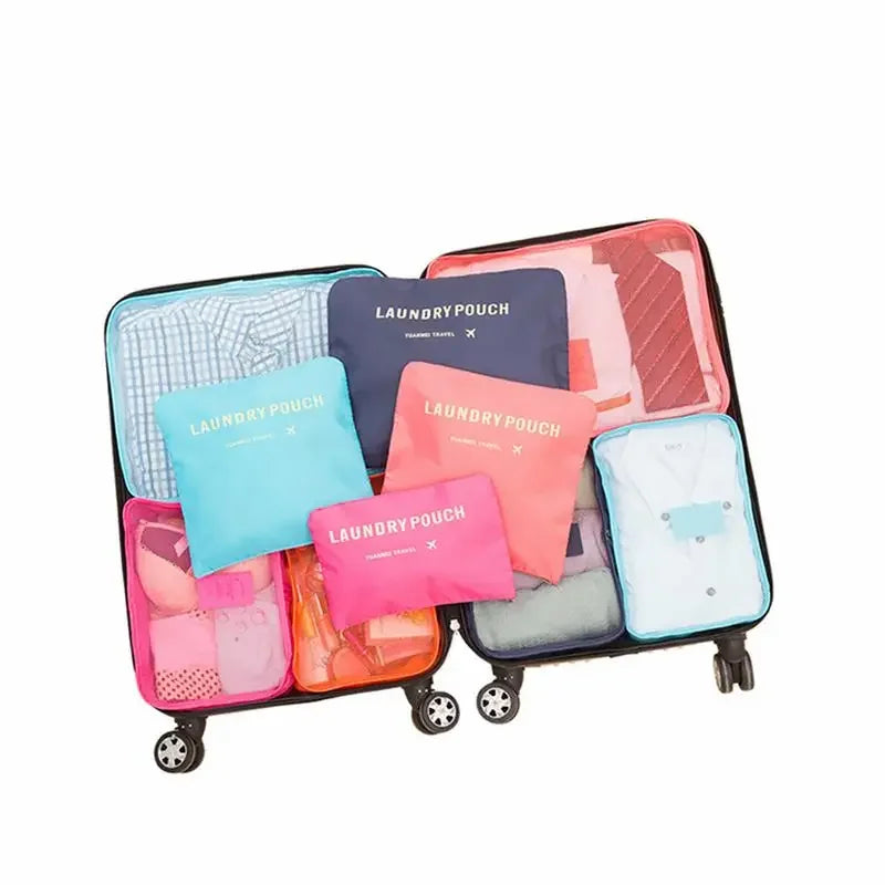 6PCS/Set Travel Storage Bags Canada Pink/Blue/Grey Large Capacity Waterproof Luggage Clothing Underwear Storage Bags with Zipper