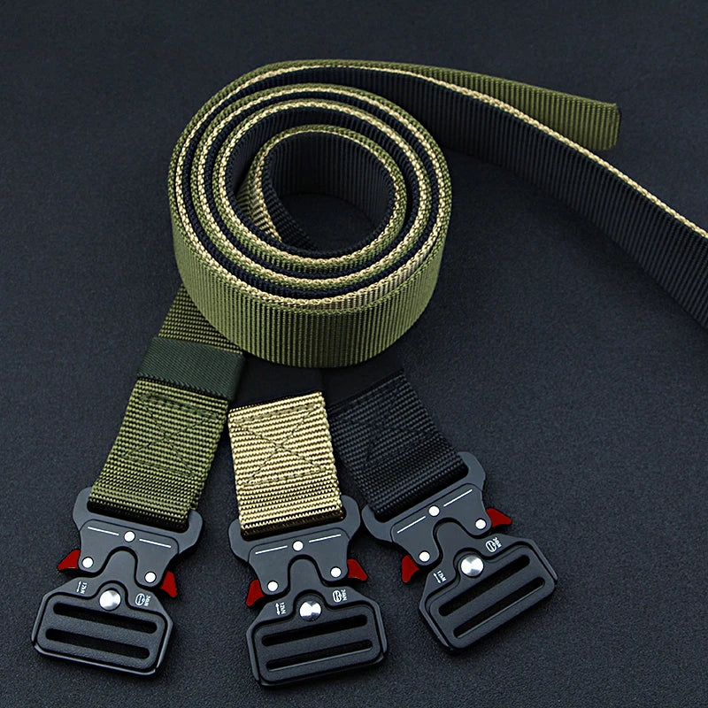 2Pcs Men Tactical Nylon Belt Quick Release Buckle Adjustable Heavy Duty Waist Belt Outdoor Casual Work Belt For Jeans Pants