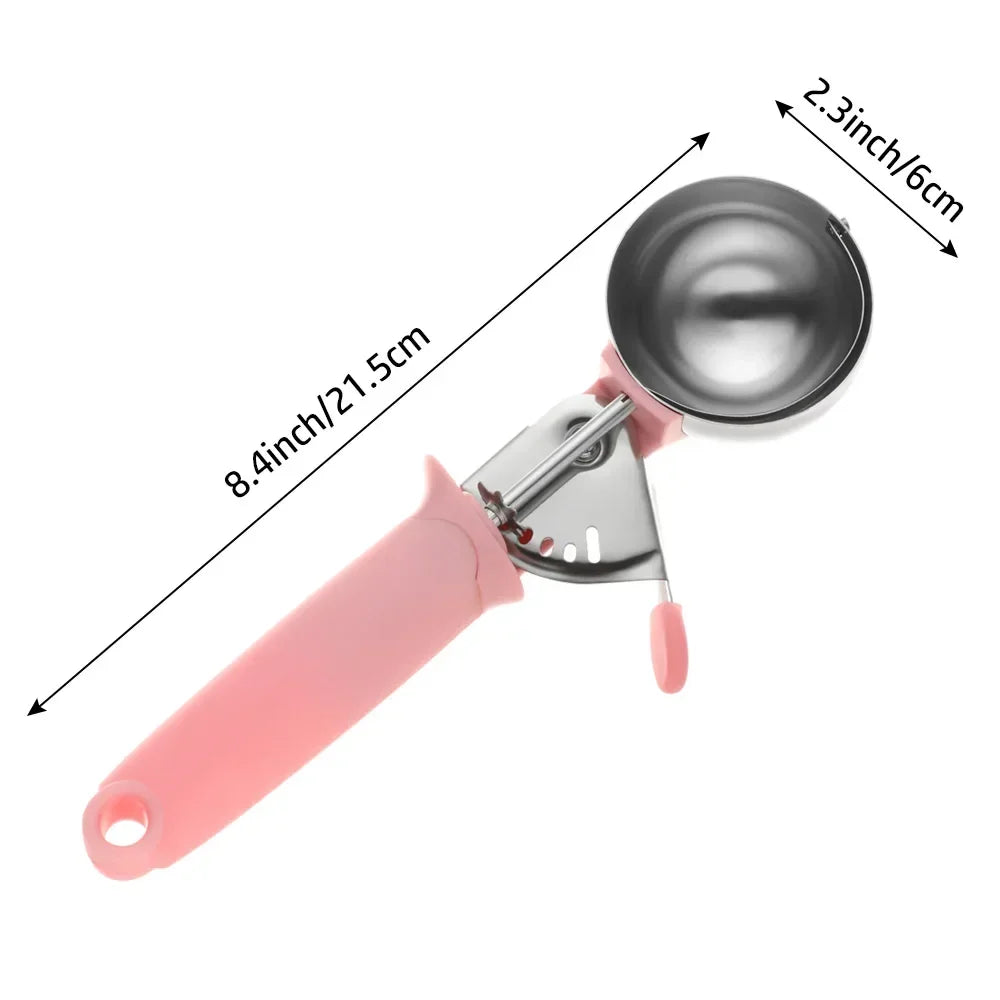 Ice Cream Scoop with Trigger USA Stainless Steel Fruit & Ice Cream Scoop with Comfort-Grip Handle for Home & Kitchen Use