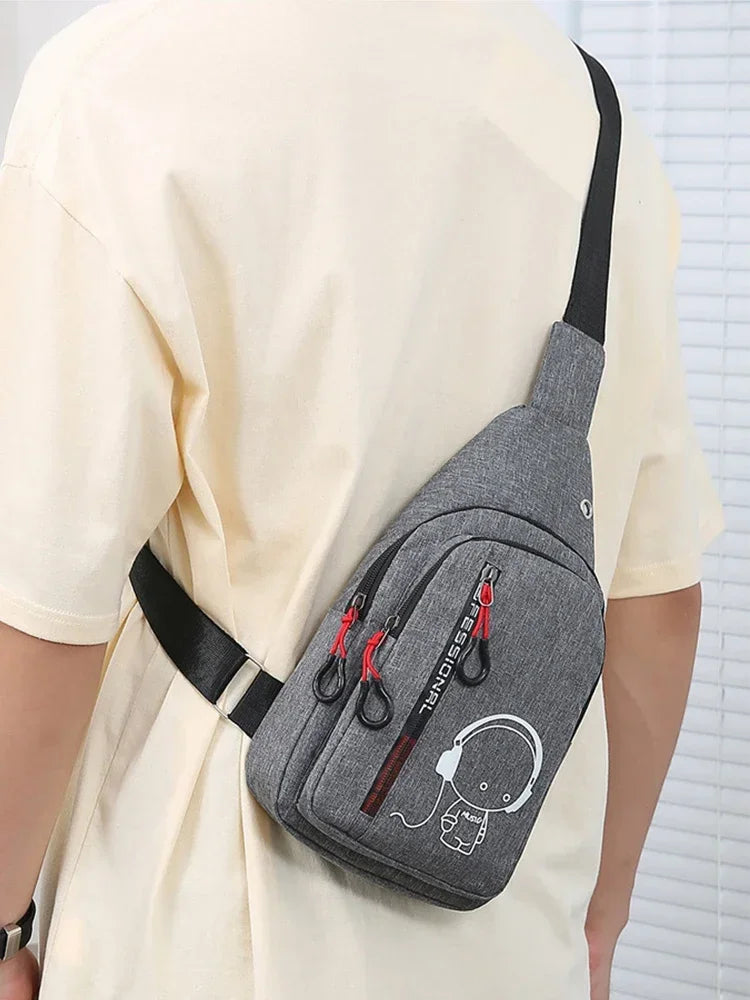 New Casual Fashion Chest Bag USA Men’s Shoulder Crossbody Bag Korean Cycling Backpack Trendy Portable Hand Bag for Men