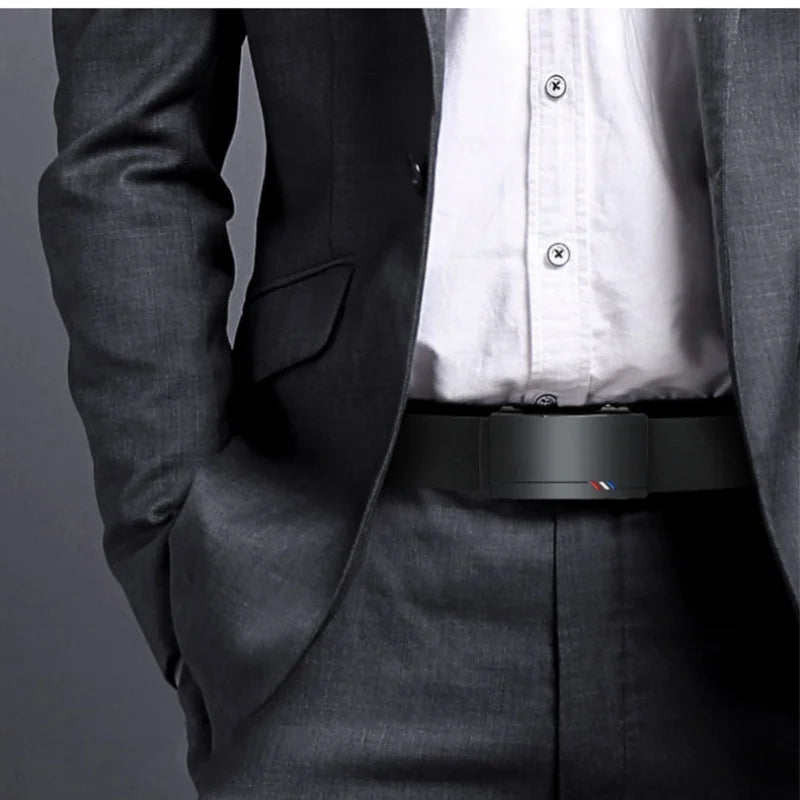 Men's Leather USA Belts Fashion Automatic Buckle Cowskin Male Belts Luxury Designer Black belt 105-160cm Plus Size Jeans Belt
