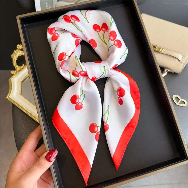 Print 70cm Silk Satin Headscarf Canada Women Luxury Design Neck Tie Scarf Hair Hand Wrist Foulard Shawl Bandana