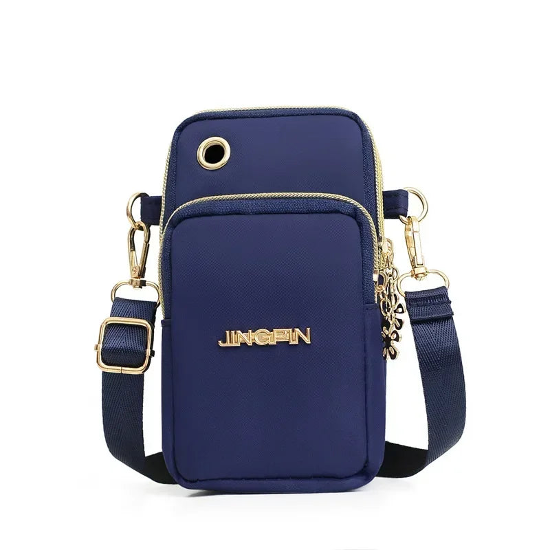 Women’s Mobile Phone Crossbody Bag USA Fashion Mini Coin Purse Neck Hanging Running Shoulder Bag 3-Layer Wallet for Moms