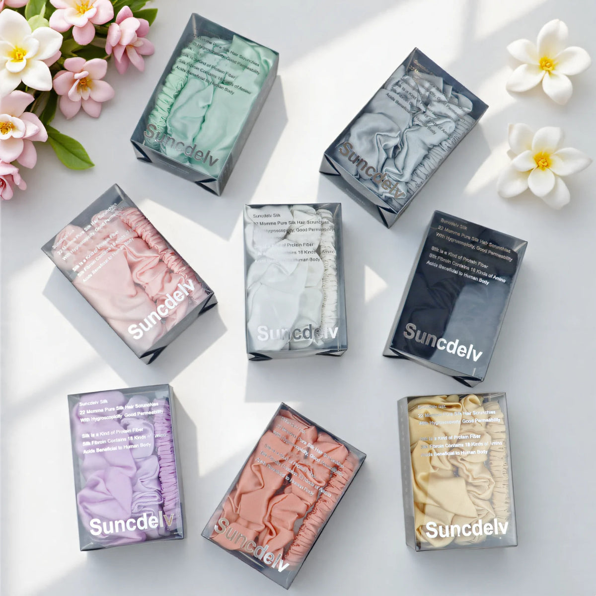 3PCS 100% Pure Silk Hair Scrunchies Set USA 22 Momme High-Quality Hair Bands in 1cm/2cm/3cm Widths