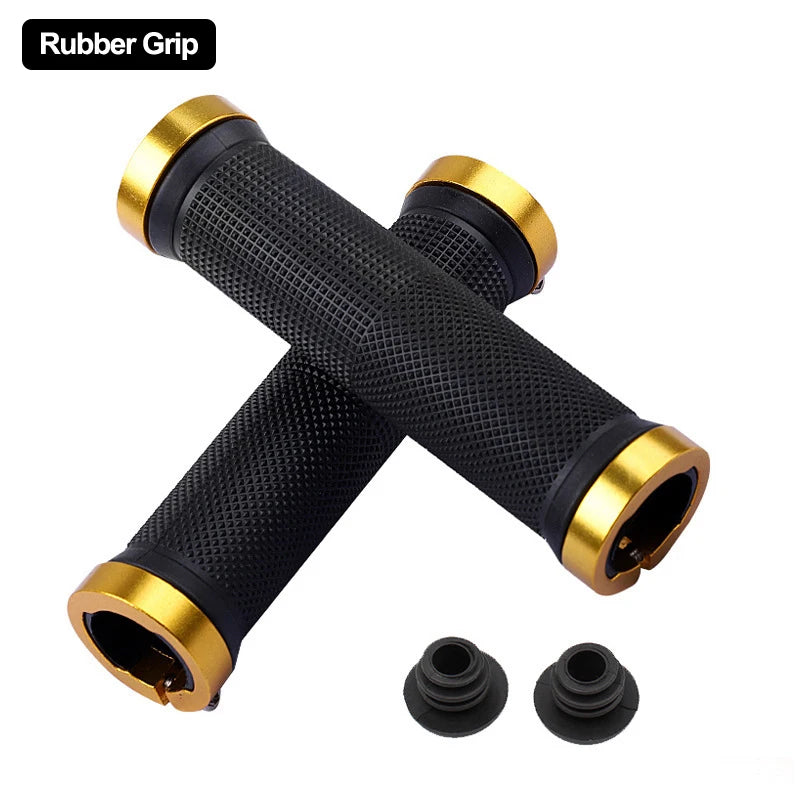 Bicycle Handlebar Grips USA Rubber Bilateral Lock-On Non-Slip MTB Mountain Bike Grips, Cycling Bike Accessories