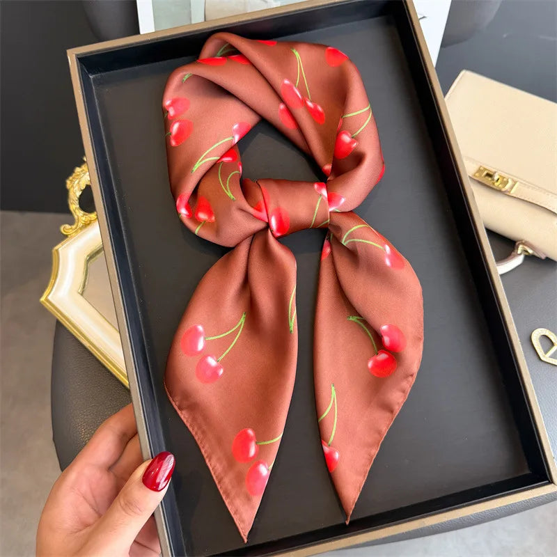 Print 70cm Silk Satin Headscarf Canada Women Luxury Design Neck Tie Scarf Hair Hand Wrist Foulard Shawl Bandana