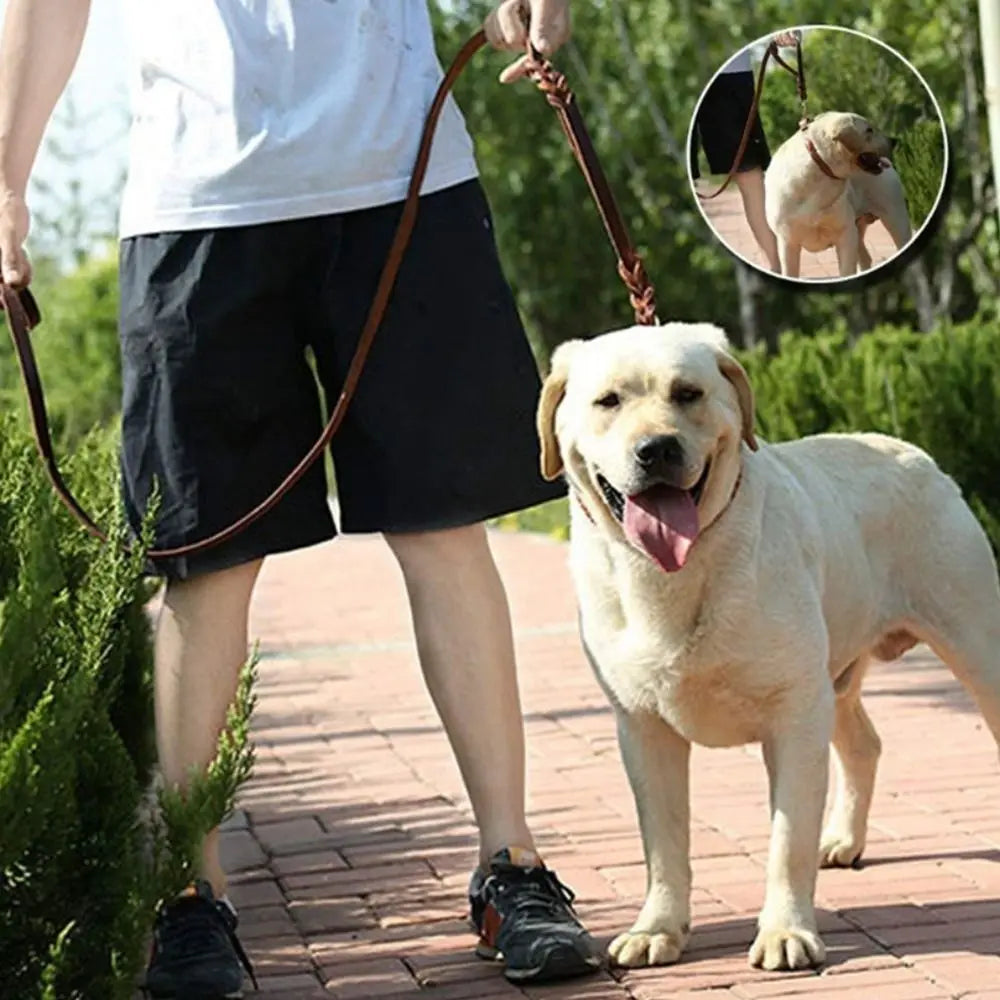 Training Walking Dog Leash Canada Copper Hook Leather Braided Brown Soft Durable Traction Rope for German Shepherds