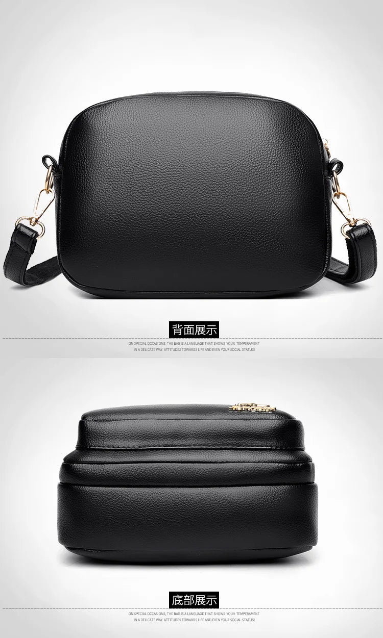High-Quality Soft Leather Purse USA Fashion Women’s Shoulder Messenger Bag Multi-Pocket Wear-Resistant Luxury Ladies Handbag Sac