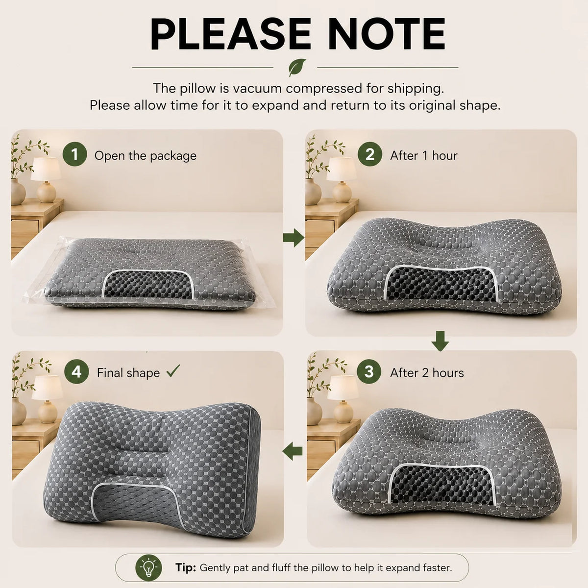 Ultra-Soft Ergonomic Neck Support Pillow USA Contour Cervical Pillow for Side, Back & Stomach Sleepers, Breathable Easy-Clean Fabric, Pressure Relief for Sleep