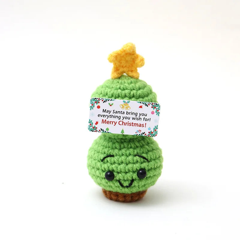 Mini Handmade USA Christmas Tree Crochet Decor Merry Inspirational Cheer Up Gifts for Sister Friends Mom Grandma Christmas Gifts