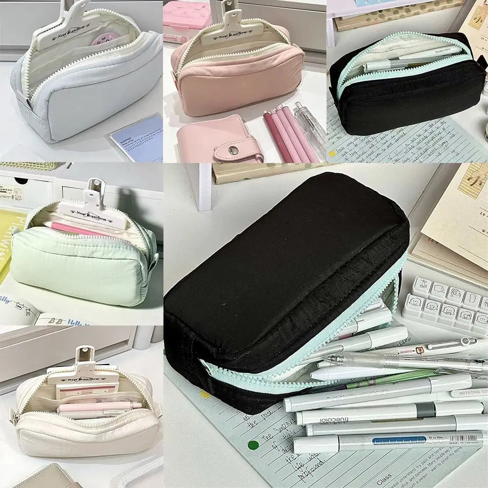 Simplicity Solid Color Pen Bag Canada Zipper Design Large Capacity Pencil Case Portable Stationery Organizer for Students Back to School