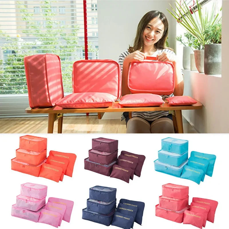 6PCS/Set Travel Storage Bags Canada Pink/Blue/Grey Large Capacity Waterproof Luggage Clothing Underwear Storage Bags with Zipper