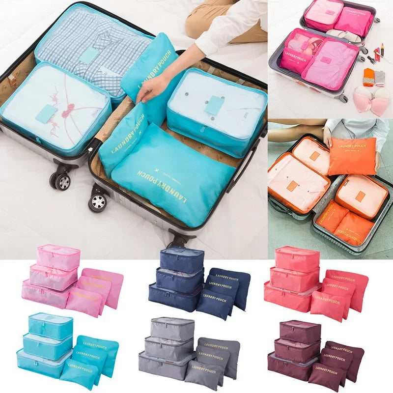 6PCS/Set Travel Storage Bags Canada Pink/Blue/Grey Large Capacity Waterproof Luggage Clothing Underwear Storage Bags with Zipper