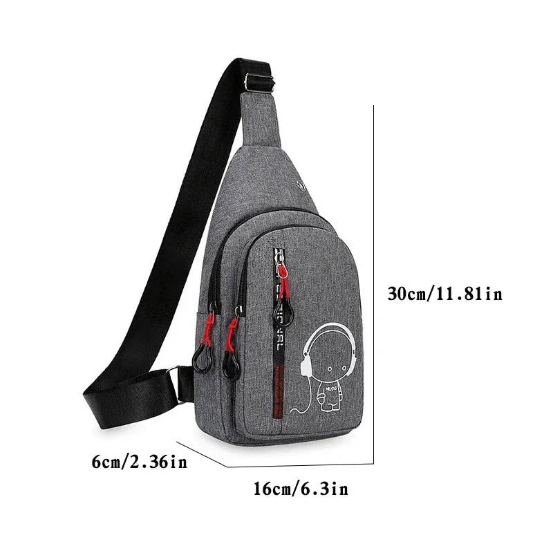 New Casual Fashion Chest Bag USA Men’s Shoulder Crossbody Bag Korean Cycling Backpack Trendy Portable Hand Bag for Men