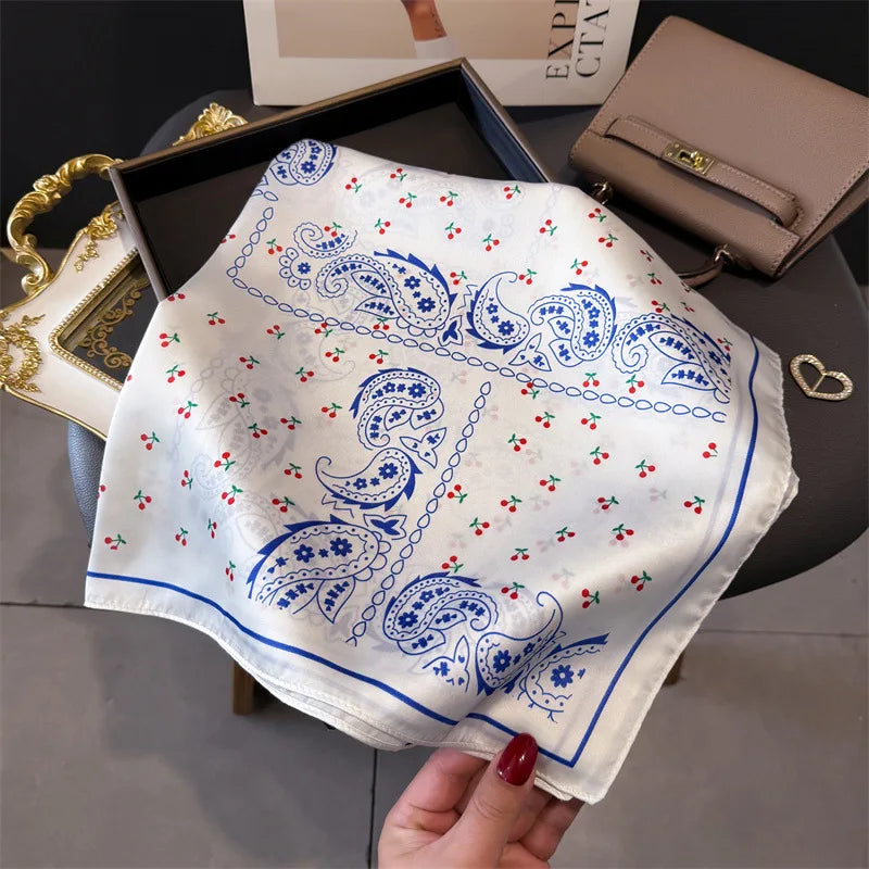 Print 70cm Silk Satin Headscarf Canada Women Luxury Design Neck Tie Scarf Hair Hand Wrist Foulard Shawl Bandana
