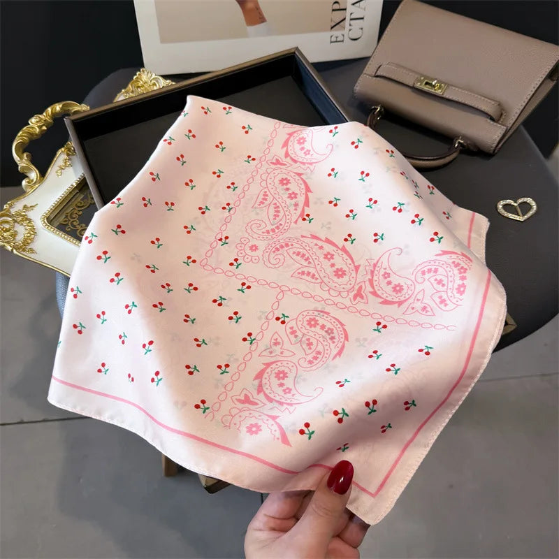 Print 70cm Silk Satin Headscarf Canada Women Luxury Design Neck Tie Scarf Hair Hand Wrist Foulard Shawl Bandana