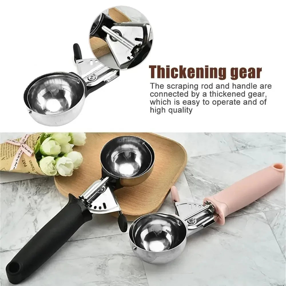 Ice Cream Scoop with Trigger USA Stainless Steel Fruit & Ice Cream Scoop with Comfort-Grip Handle for Home & Kitchen Use