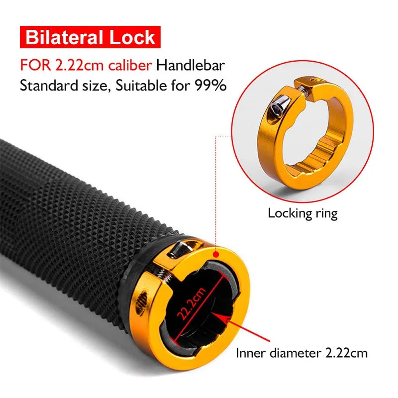 Bicycle Handlebar Grips USA Rubber Bilateral Lock-On Non-Slip MTB Mountain Bike Grips, Cycling Bike Accessories