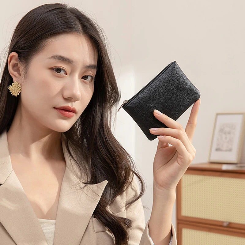 Women PU Leather Coin Purse Canada Retro Litchi Pattern Zipper Pouch Mini Change Purse Unisex Solid Wallet Card Holder Storage Bag