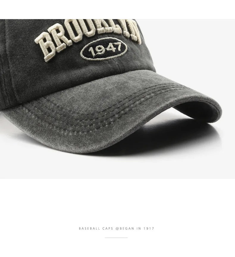 Retro Brooklyn Letter Embroidery Baseball Cap Canada Spring Summer Men Women Cotton Adjustable Casual Hip Hop Streetwear Sun Hat