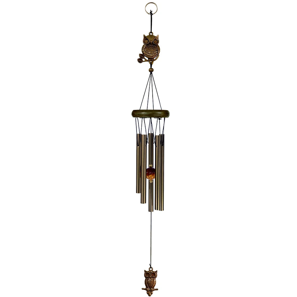 Musical Wind Chime 5 Bronze Aluminum Tubes Creative Gift for Room Outdoor GardenDecor Butterfly Owl Charms Hanging Chimes Decors