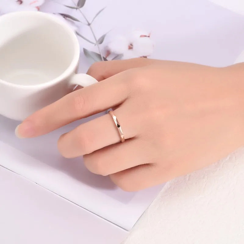 2mm Thin Stainless Steel Multi-Faceted Stackable Ring Canada Wedding Band for Women & Girls Size 4-10