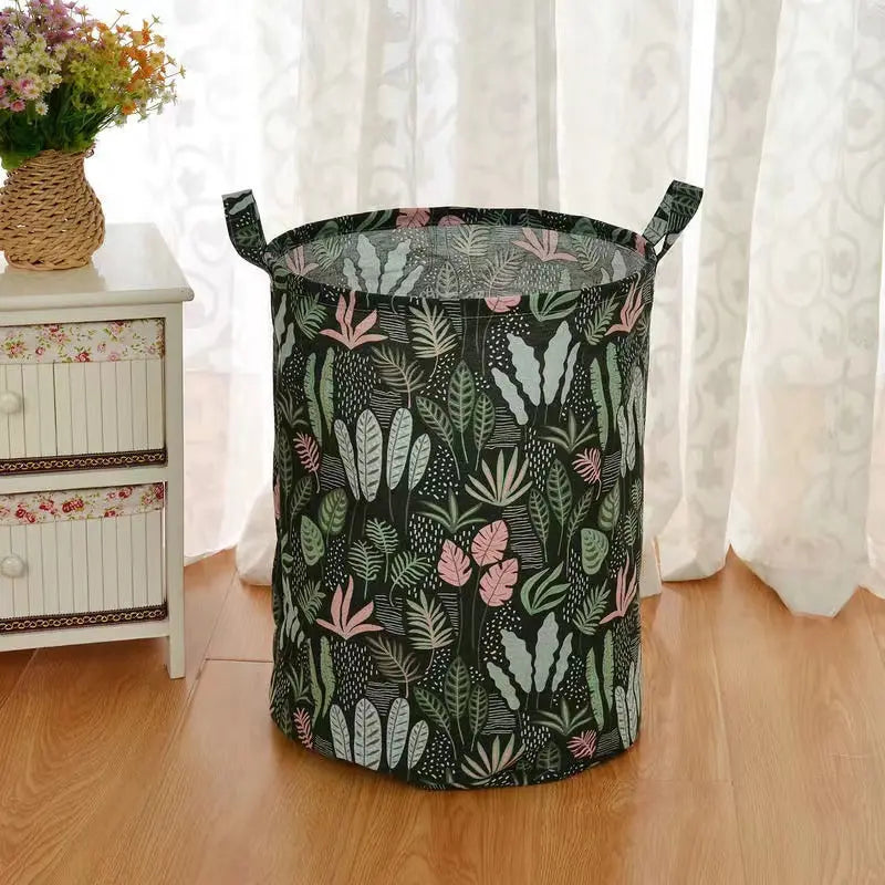 USA Linen Dirty Laundry Basket Foldable Round Waterproof Organizer Bucket Clothing Children Toy Home Large Capacity Storage