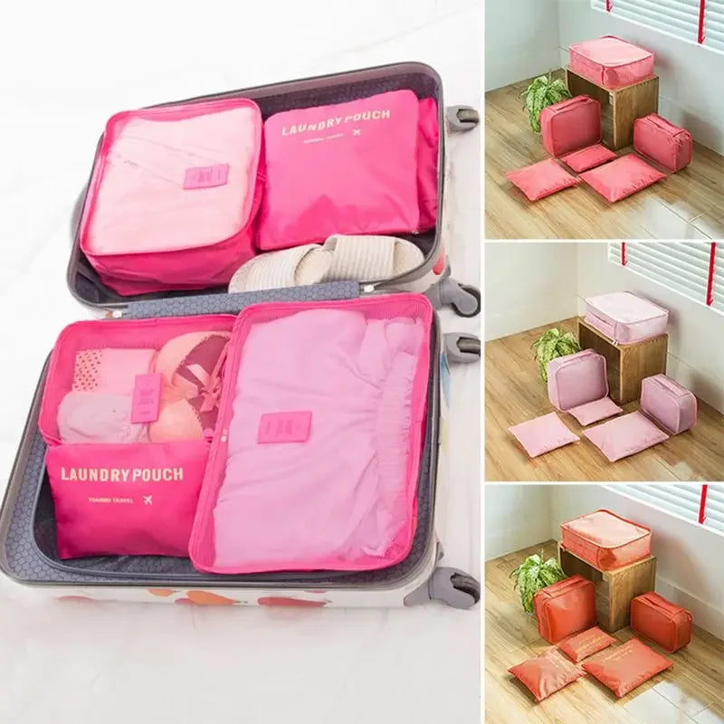 6PCS/Set Travel Storage Bags Canada Pink/Blue/Grey Large Capacity Waterproof Luggage Clothing Underwear Storage Bags with Zipper