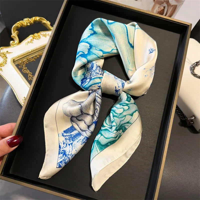 Print 70cm Silk Satin Headscarf Canada Women Luxury Design Neck Tie Scarf Hair Hand Wrist Foulard Shawl Bandana