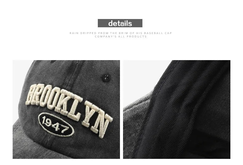 Retro Brooklyn Letter Embroidery Baseball Cap Canada Spring Summer Men Women Cotton Adjustable Casual Hip Hop Streetwear Sun Hat