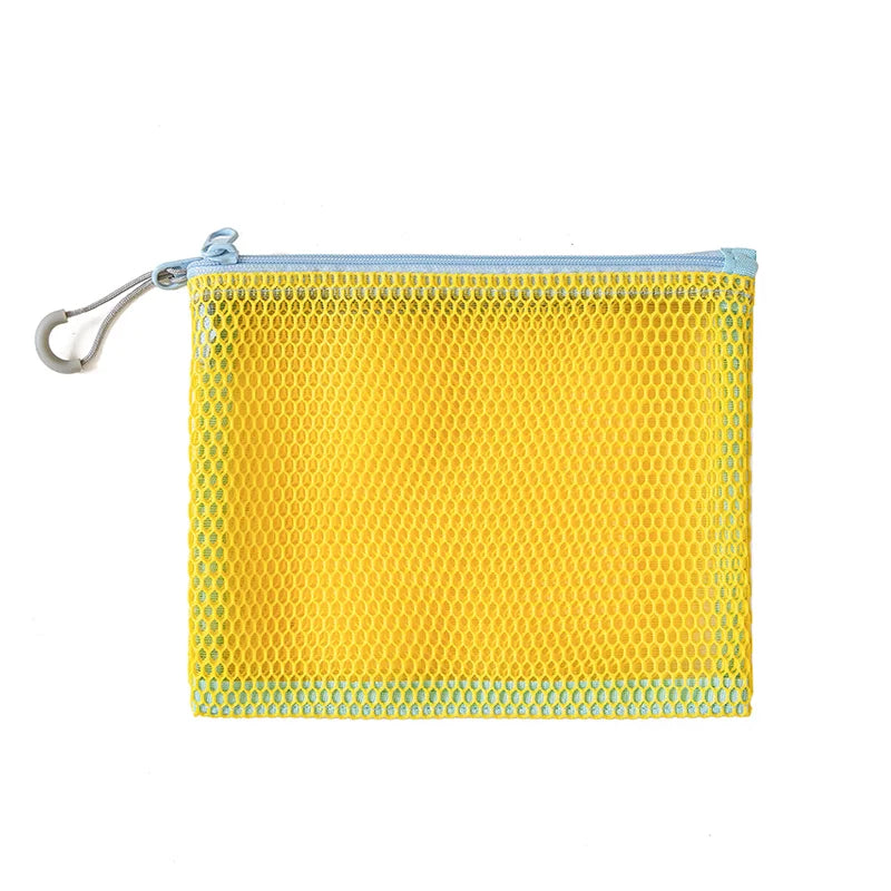 Double Zipper Mesh Storage USA Bag Ultra Light Wear-proof Visible Colored Double Layered Makeup Pouch Durable With Handle Coin Bag