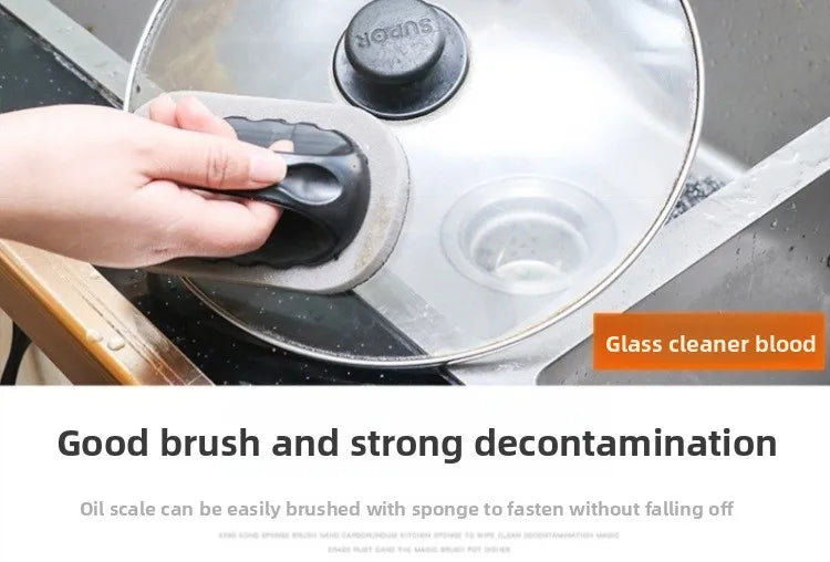 USA Sponge Brush with Handle Reusable Wipe Eraser Cleaner Kitchen Pot Brush BBQ Strong Decontamination Cleaning Tools