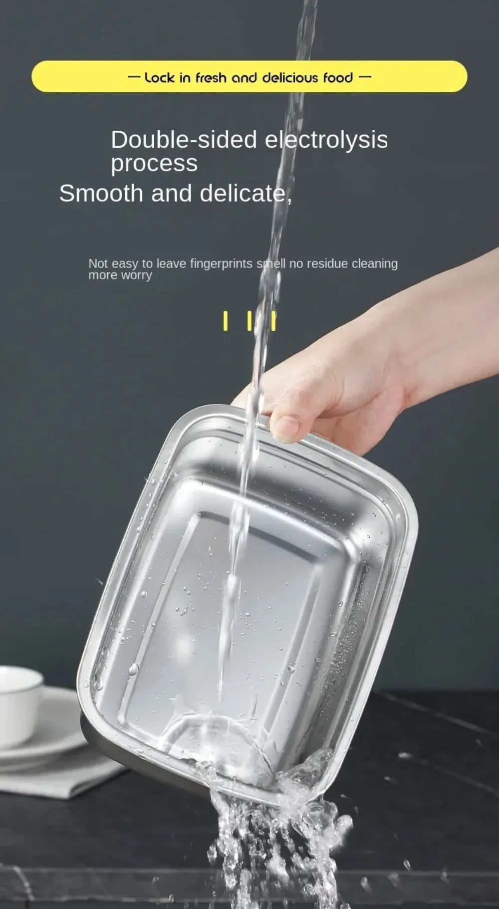 Stainless Steel Camping USA Lunch Box Sealed Microwave Suitable Bento Box Leak-proof Large Capacity Refrigerator Freezer Storage Box