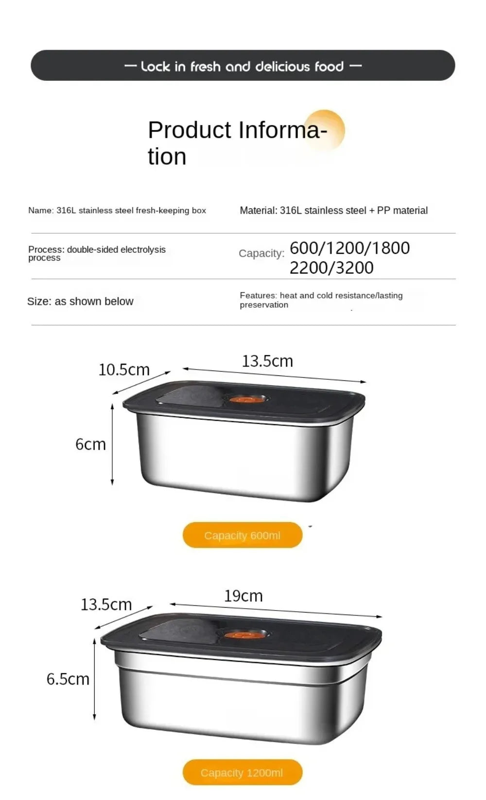 Stainless Steel Camping USA Lunch Box Sealed Microwave Suitable Bento Box Leak-proof Large Capacity Refrigerator Freezer Storage Box