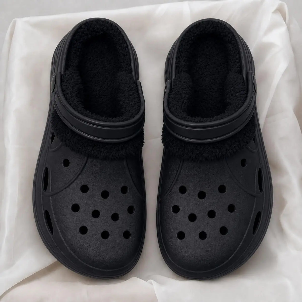 Adjustable Strap Fleece-Lined Clogs USA Winter Non-Slip EVA Slippers Warm Fur-Lined Casual Indoor Outdoor Garden Shoes
