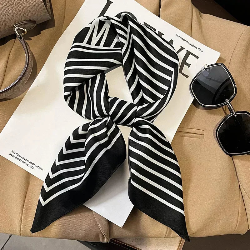 Luxury Design Print Silk Square Scarf Canada Women Soft Satin Horse Hairband Neckerchief Office Hijab Headband Foulard Bag Ribbon Gift
