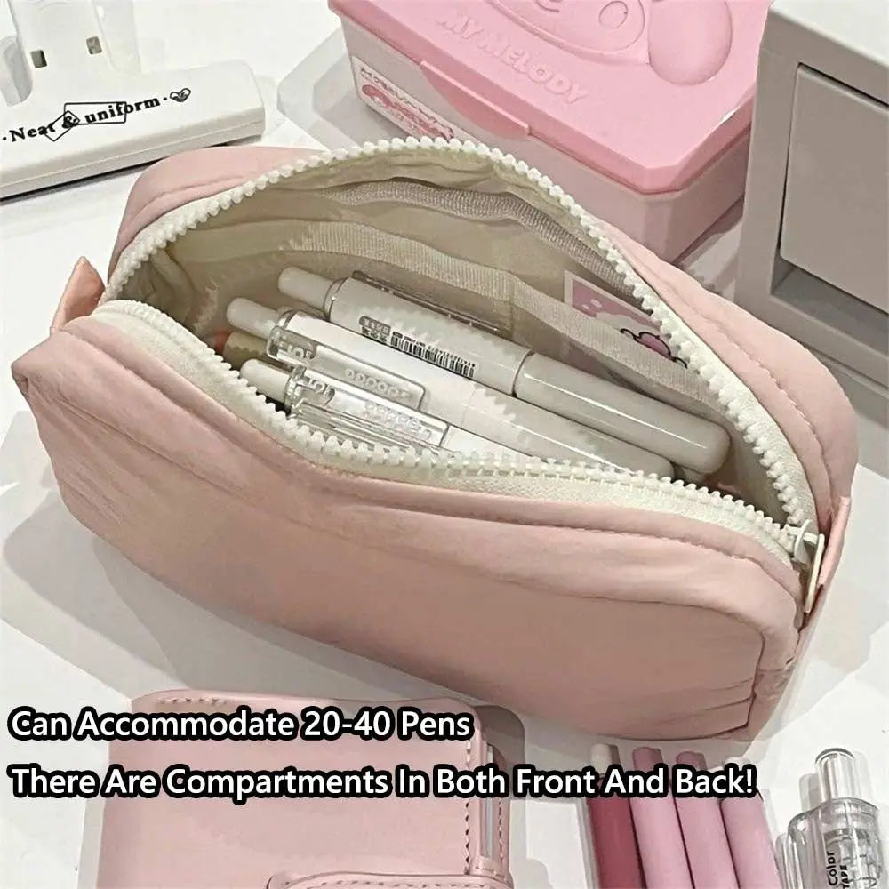 Simplicity Solid Color Pen Bag Canada Zipper Design Large Capacity Pencil Case Portable Stationery Organizer for Students Back to School