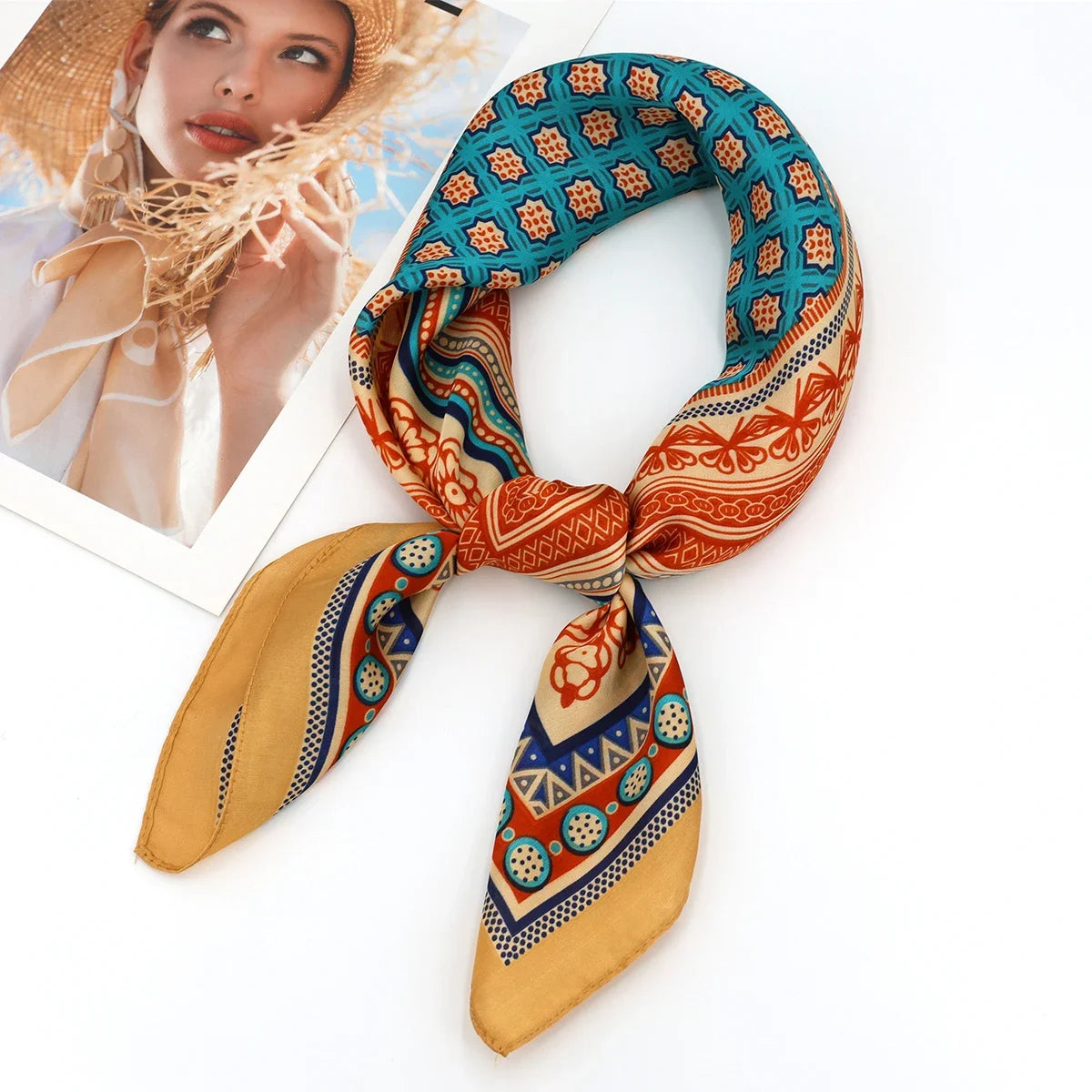 Luxury Design Print Silk Square Scarf Canada Women Soft Satin Horse Hairband Neckerchief Office Headband Foulard Bag Ribbon Gift